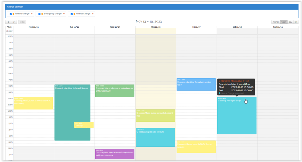Change advisory board calendar